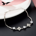 wholesale S925 silver four-leaf clover lucky bracelet, Korean fashion zircon inlaid bracelet, women's couple jewelry factory wholesale-0-3