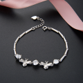 wholesale Sterling Silver Women's Korean Style Simple Zircon Inlaid Bee Bracelet Fashion Teen Girl Best Friend Couple Silver Chain-0-0