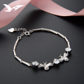 wholesale Sterling Silver Women's Korean Style Simple Zircon Inlaid Bee Bracelet Fashion Teen Girl Best Friend Couple Silver Chain-0-3