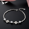 wholesale S925 silver four-leaf clover lucky bracelet, Korean fashion zircon inlaid bracelet, women's couple jewelry factory wholesale-0-1