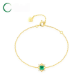 wholesale 925 Sterling Silver Korean Light Jewelry Elegant Lady Versatile Bracelet for Women with Green Zircon Shallow Gold Plating-0-0
