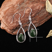 wholesale White Zircon Metal, Mozambique Garnet, Hexagonal, Light Luxury, Simple Long Pendant Earrings, Wholesale Ear Accessories-Mossambi Garnet (clearance product, no returns or exchanges unless there is a quality issue, please do not bid) &gt; 925 Silver