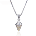 wholesale S925 Silver Ice Cream Cone Pendant Necklace, Sweet and Fresh Fashionable Personalized Women's Micro-Paved Zircon Jewelry Wholesale-0-4