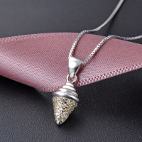 wholesale S925 Silver Ice Cream Cone Pendant Necklace, Sweet and Fresh Fashionable Personalized Women's Micro-Paved Zircon Jewelry Wholesale-Pendant - without chain 925 silver