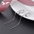 wholesale S925 Sterling Silver Geometric Rhombus Micro-Pave Zircon Earrings for Women, Trendy Long Drop Earrings for Students, Factory Wholesale-0-1