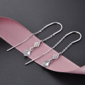 wholesale S925 Sterling Silver Geometric Rhombus Micro-Pave Zircon Earrings for Women, Trendy Long Drop Earrings for Students, Factory Wholesale-0-2