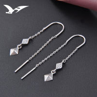wholesale S925 Sterling Silver Geometric Rhombus Micro-Pave Zircon Earrings for Women, Trendy Long Drop Earrings for Students, Factory Wholesale-Women's earrings