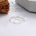 wholesale S925 Sterling Silver Minimalist Korean Style Cute Bow Adjustable Open Ring Trendy Design-0-3