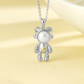 wholesale 925 Sterling Silver Original Design Fashion Hand-Inlaid Zircon Bear Necklace Wholesale, Freshwater Pearl Necklace Women's Versatile-0-0