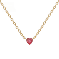 wholesale 10K Gold Minimalist Versatile Natural Rubellite Mini Heart Necklace for Layering Japanese Light Jewelry-0-0