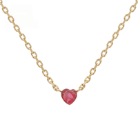 wholesale 10K Gold Minimalist Versatile Natural Rubellite Mini Heart Necklace for Layering Japanese Light Jewelry-To customize other colors/gems, please contact customer service 10K