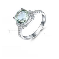 wholesale S925 silver inlaid natural crystal gemstone ring, women's。-Amethyst US size 7