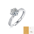 wholesale 925 Silver Korean Style Elegant and Fashionable High-End Ring for Women, Small Niche Moissanite Adjustable Live Opening Ring-0-6