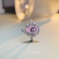 wholesale S925 Sterling Silver TikTok Live Hot-Sale Women's Ring with Teardrop Pink Zircon 3-Carat Crystal Gemstone Wholesale and Dropshipping-0-2