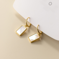 wholesale S925 Sterling Silver Geometric Cube Shell Ear Studs for Women, Minimalist and Fresh Earrings M02063-S925 silver pair silver model 925 silver