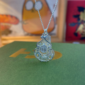 wholesale 999 Sterling Silver Hollow-Out Double Gourd Fu Pendant, Fashionable Retro New Chinese Style Versatile Necklace-0-1