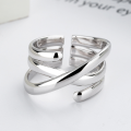 wholesale S925 sterling silver irregular multi-layer twisted cross open ring ins minimalist versatile trendy index finger ring for women-0-3