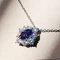 wholesale 925 Sterling Silver Zoffran Jewelry Women's New Product Blue Sapphire Floral 6*9 Geometric Pendant Necklace 40+3cm-0-1
