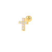 wholesale S925 Sterling Silver Single Cross Zircon-studded Threaded Ear Stud,ins。-gold