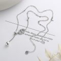 wholesale S925 Sterling Silver Zircon Inlaid Pig Nose Round Ball Tassel Necklace, Ins Fresh Daily Korean Style Versatile Collarbone Chain-0-2