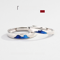 wholesale S925 Sterling Silver Maker's Cloud Sea Moment Simple and Literary Adjustable Couple Rings for Valentine's Day Gift-Sea of Clouds (Women's Price)  Adjustable opening