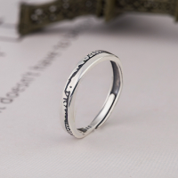 wholesale S925 sterling silver punk-style vintage distressed Thai silver open-ended letter ring-YJ009/about 2 grams