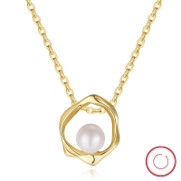 wholesale S925 Sterling Silver Cloud-Pull Jewelry Heart Pendant Natural Freshwater Pearl Necklace, Fashionable and Versatile Direct from Manufacturer-14K gold + natural freshwater pearl, 45CM long 925 silver