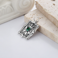 wholesale S925 Sterling Silver Vintage Love Heart Green Zircon Crown Shield Pendant Elegant Fashion Luxury DIY Accessory-0-1