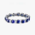 wholesale S925 Sterling Silver 7*9 European and American Fashion Women's Jewelry 45ct Synthetic Sapphire Bracelet 18cm-0-0