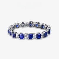 wholesale S925 Sterling Silver 7*9 European and American Fashion Women's Jewelry 45ct Synthetic Sapphire Bracelet 18cm-Blue【P-0628】 18cm