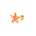 wholesale S925 Sterling Silver Stylish Five-petal Flower Colorful Zircon Accent Threaded Ear Stud-0-4