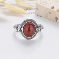 wholesale S925 Sterling Silver Vintage Retro Yun Nan Red Agate Ring, Egg Surface Index Finger Ring, Guangdong Haifeng-0-3
