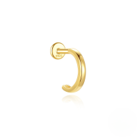 wholesale S925 Silver Micro-set Zircon Flat Spiral Cartilage Earring, Minimalist-Single gold-8MM#2