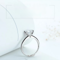 wholesale S925 Sterling Silver Classic 75mm Diamond-Inlaid Six-Prong Open Ring, Korean Fashion Ethereal Light Luxury Women's Band-0-3