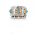 wholesale 925 Silver Gold Plated Ring with High Carbon Diamonds, Enamel Daisy, Blue Agate, Versatile Women's Ring (Yu Shuxin Same Style)-0-1