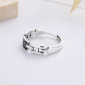 wholesale S925 sterling silver retro INS minimalist style black epoxy H letter ring small design index finger ring for women-0-3