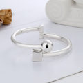 wholesale S925 Sterling Silver Irregular 3D Glossy Square and Circle Bracelet Korean Style Ins Sweet and Edgy Bangle-0-1