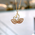 wholesale S925 Sterling Silver 5G Hard Silver Swan Through Thick and Thin Necklace for Women, Heart-shaped Fashion Niche Filigree Design Luxury Necklace-0-0