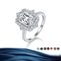wholesale S925 Sterling Silver 4-Carat Radiant Cut Moissanite Ring Silver Jewelry for Women Men's Accessories Mosanite-0-0
