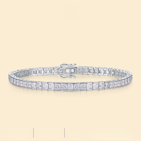 wholesale S925 Sterling Silver Fashionable Commuter Versatile Women's High-End Hot-Selling Cross-Border Luxury Paved Moissanite Bracelet-Moissanite square 3*3 16.5cm