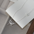 wholesale S925 Sterling Silver Fresh and Sweet Ins Style Small and Large Bow Knot Necklace Y01926-0-2