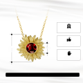 wholesale S925 Sterling Silver 14K Sunflower Pendant with Natural Garnet, Factory Direct-0-1