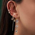 wholesale S925 Sterling Silver Zircon-studded Fringe Chain Threaded Cartilage Earrings, Trendy Ins Style-0-1