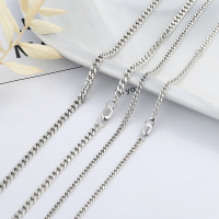 wholesale S925 Sterling Silver Plain Chain Minimalist Basic Silver Chain with Patterned Side for DIY Matching Pendant Chain-2.5mm side chain 44+5 about 6.5g 925 silver