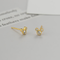wholesale S925 Sterling Silver Sweet and Lovely Cartoon Mouse Ear Studs Minimalist Versatile Screw Thread Ear Cartilage Studs M05601-0-3