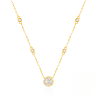 wholesale S925 Sterling Silver Classic Zircon Star Point Necklace, Korean Japanese Internet Celebrity Luxury Niche Design Versatile Collarbone Chain-Gold 925 silver