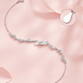 wholesale S925 Sterling Silver Korean-style Fashion Double-layer Heart-shaped Diamond Single Diamond Bracelet for Women with a Diamond Accent S3568-0-4