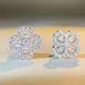 wholesale S925 Sterling Silver Four-Leaf Clover Stud Earrings New Wholesale High-Carbon Diamond Zircon Earrings for Women-0-0