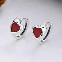 wholesale S925 Sterling Silver Red Resin Heart Stud Earrings, Minimalist, Delicate, and Versatile Ins Style-187FR/approx. 3.1g 925 silver