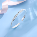 wholesale 999 Sterling Silver Möbius Strip Double-Line Interwoven Bracelet, Genuine Product for Gift to Girlfriend, Fashion Open-Ended Wholesale Bangle-0-0